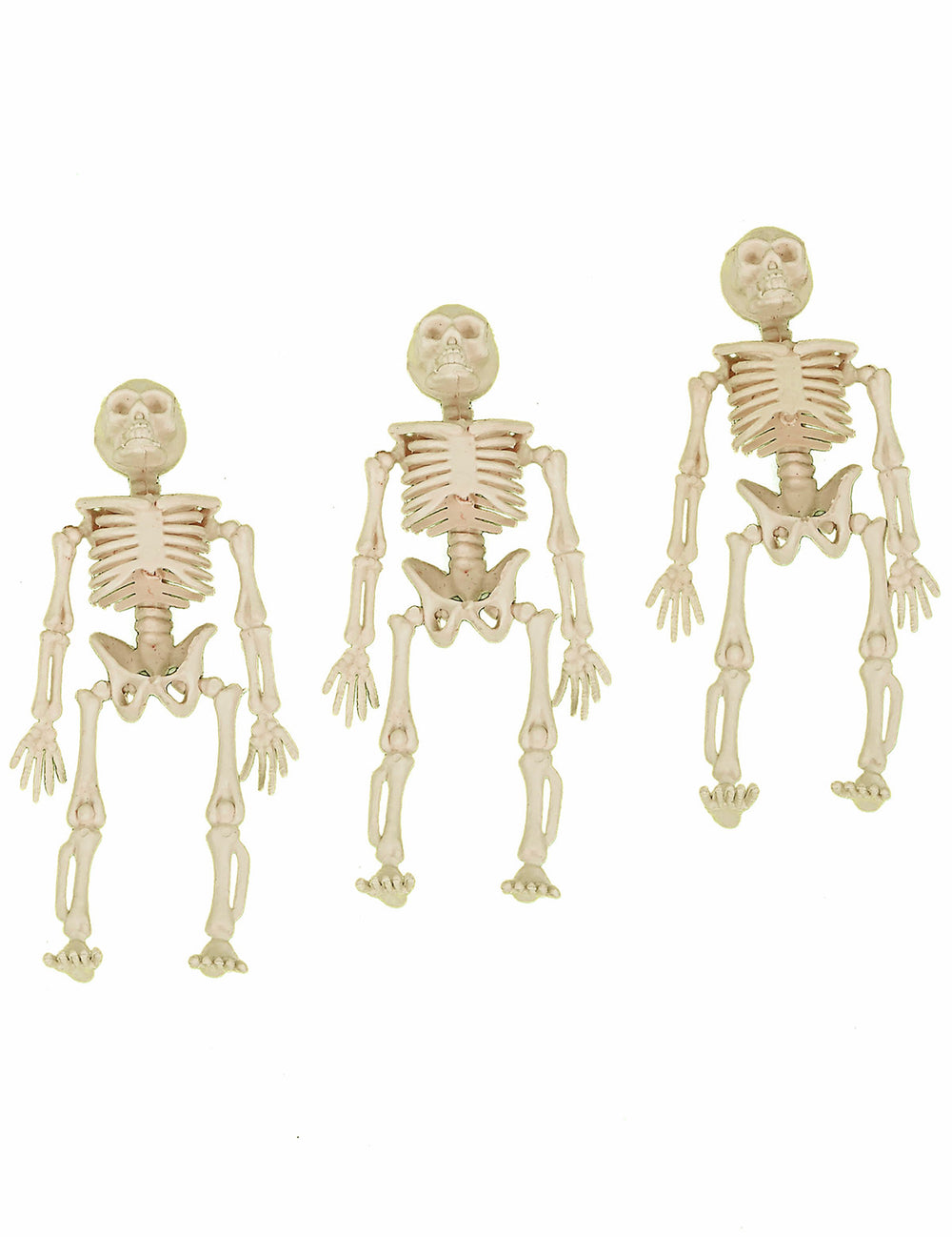 Lot de 3 décorations squelettes pour Halloween beige