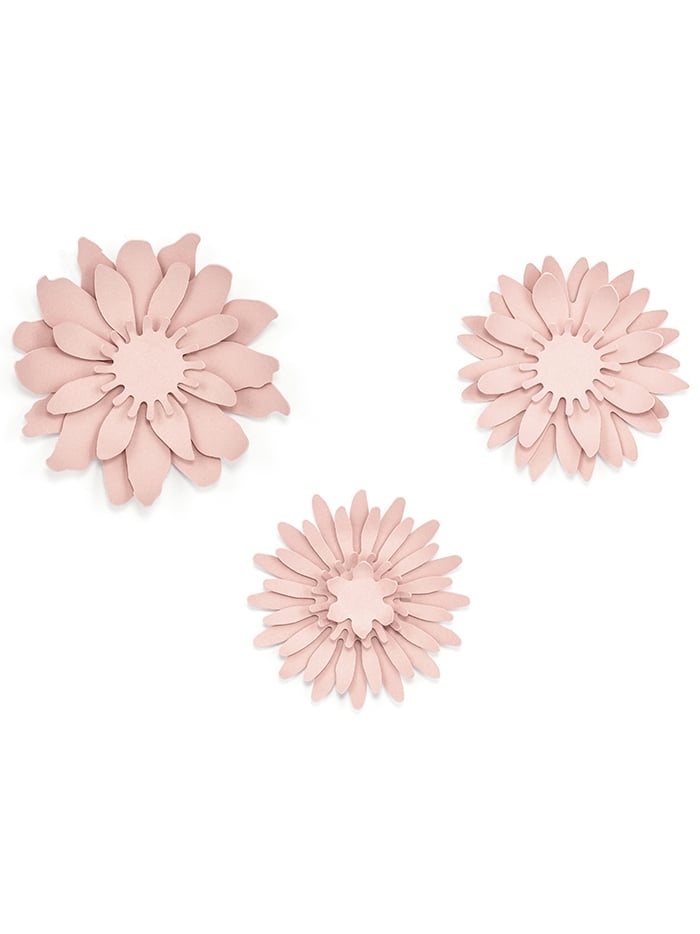 3 púderrózsaszín 3D papírvirág 