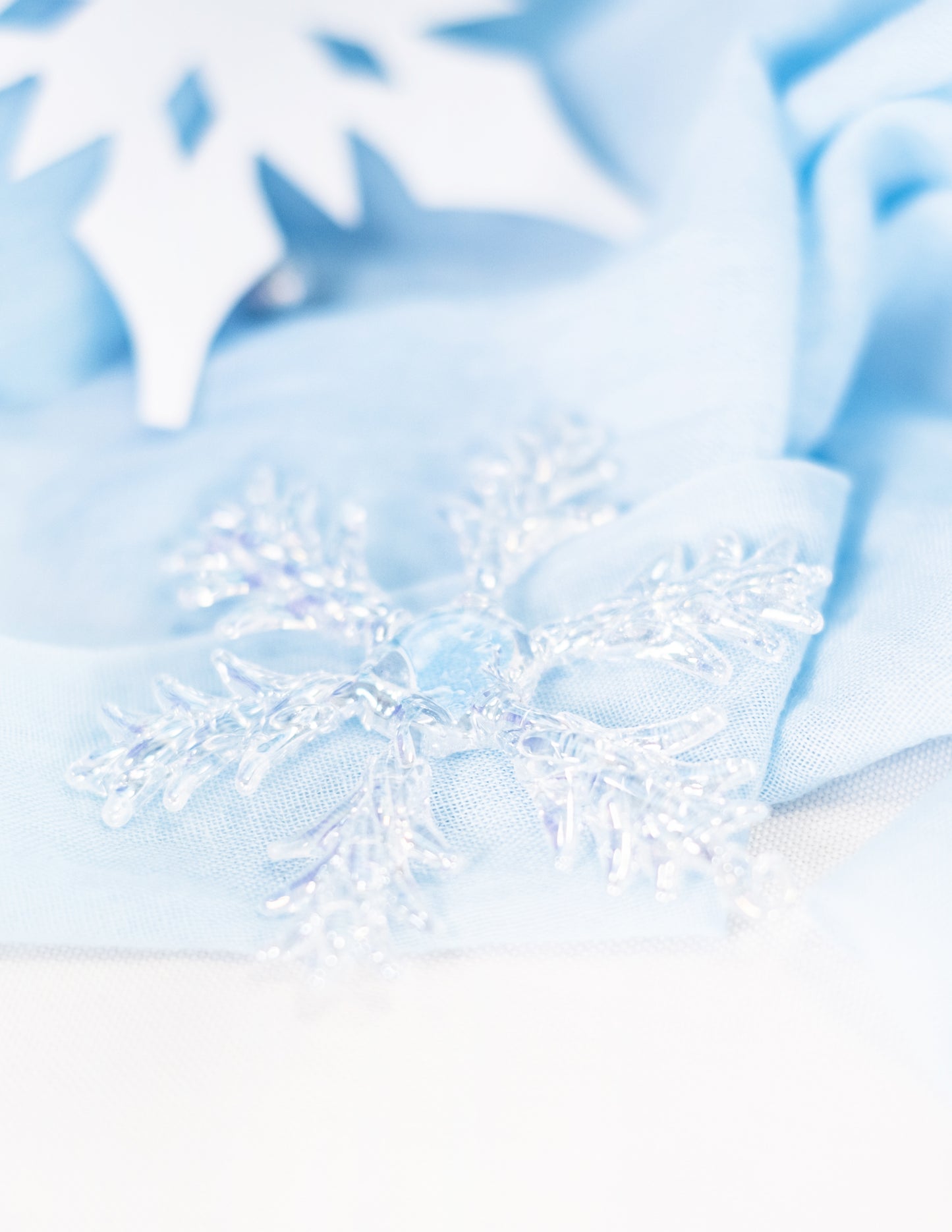 3 irizáló üveg hópehely felakasztásra 7 cm fenyőfára