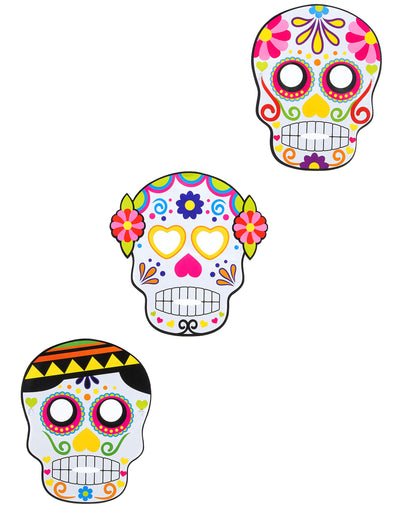 Masques en carton Dia de los muertos pour adulte multicolores assortis pour Halloween