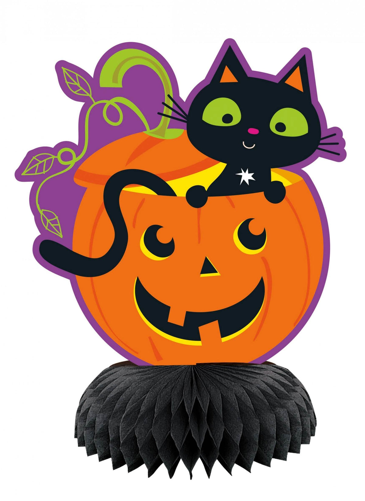 Mini asztaldísz papír méhsejtmintával macskák és tök dekorációhoz halloweenra narancssárga és fekete