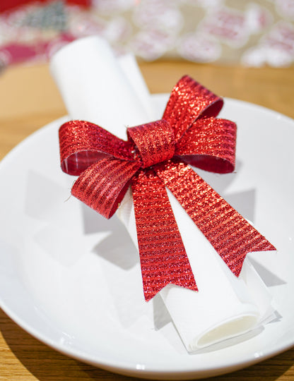 3 fényes piros masni 10 x 13 cm 