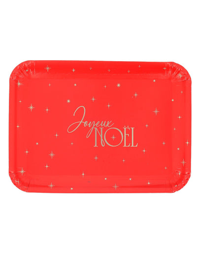 3 db piros és arany papír tálca Boldog Karácsonyt felirattal 35 x 25,5 cm