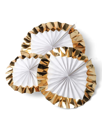 Fehér rózsák arany szegéllyel ünnepi 3-as készlet fehér és arany színben