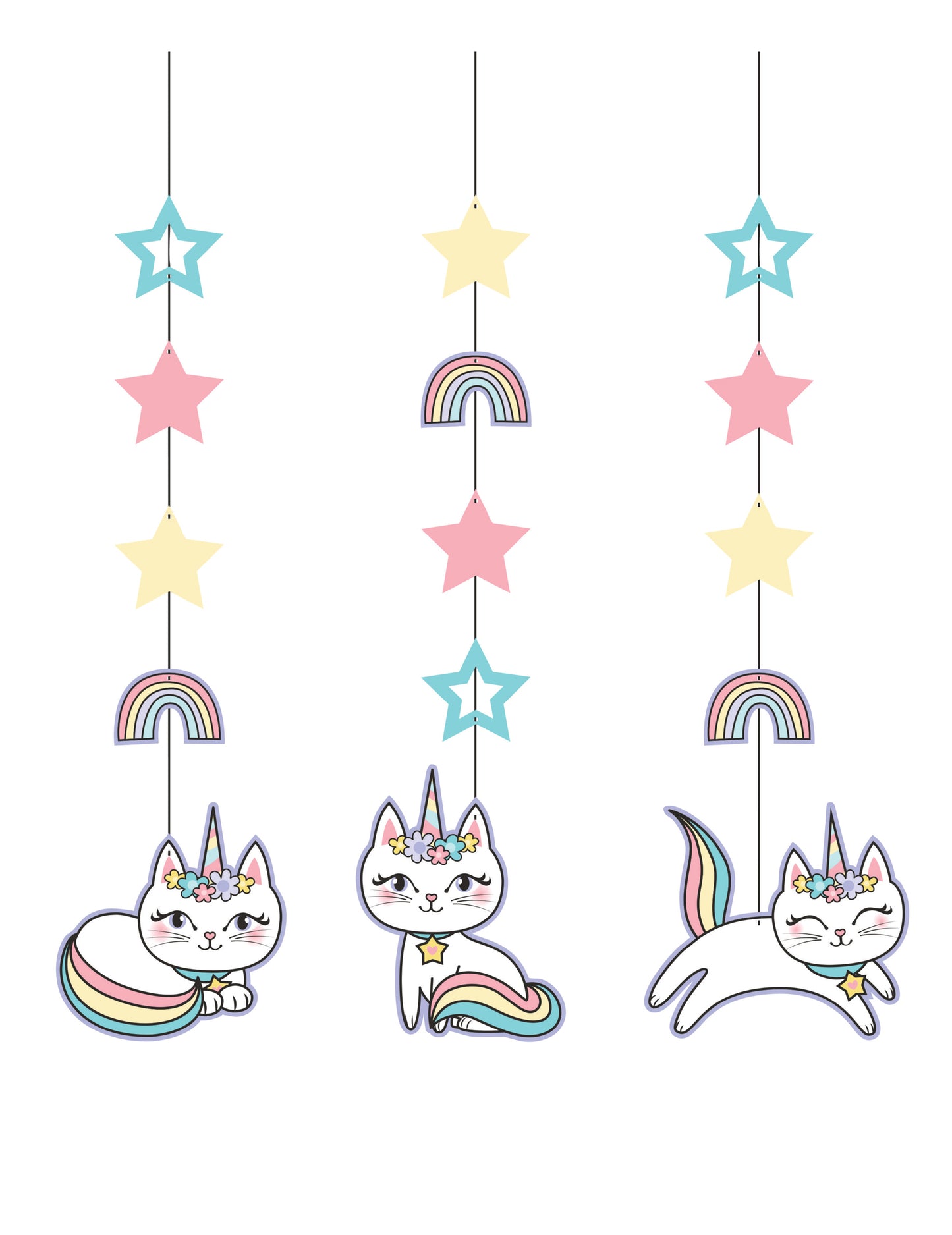 3 db caticorn 91 kartonból készült felfüggesztés cm születésnapra