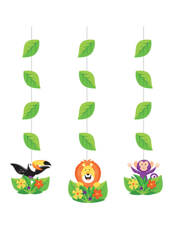 3 kartonból készült függesztő dzsungel szafari 57 cm állatokkal