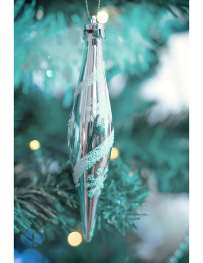 3 db ezüst jégcsap alakú függőlámpa 15 cm csillogó karácsonyfa