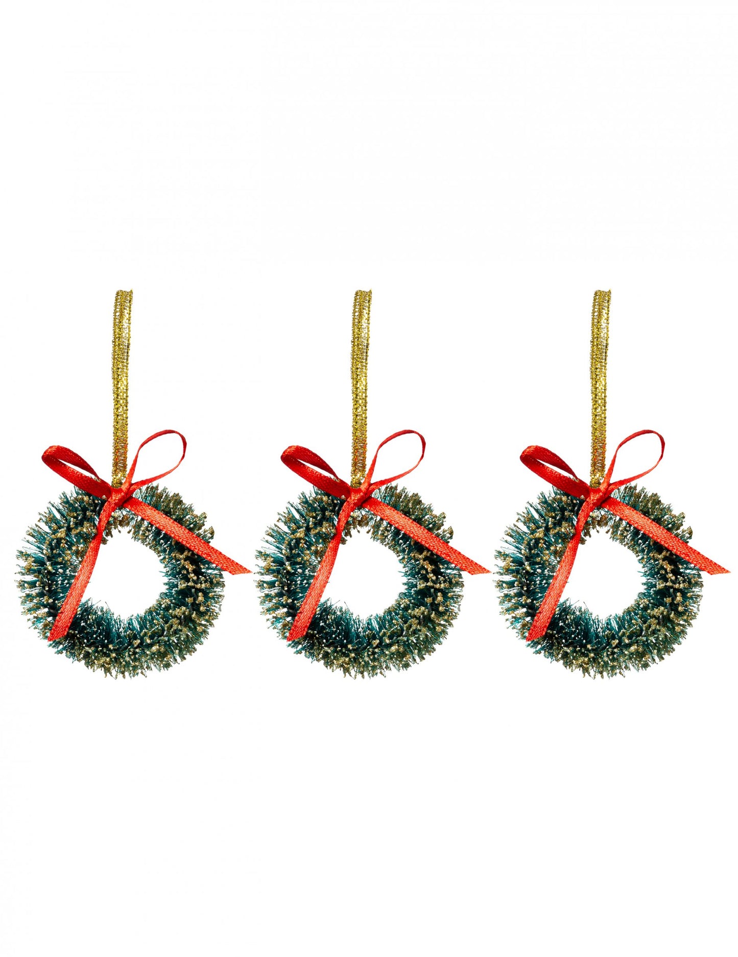 3 karácsonyfa koszorú függöny 5 cm piros masnival