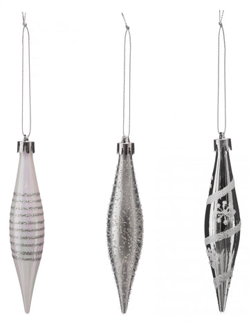 3 ezüst jégkocka alakú függődísz 15 cm 