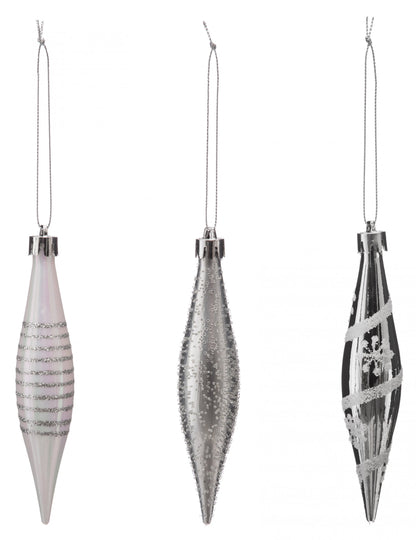 3 ezüst jégkocka alakú függődísz 15 cm 