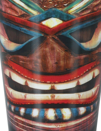 Détail de l'imprimé du masque du verre à shooter tiki Hawaï