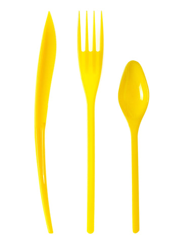 30 prémium sárga műanyag evőeszköz 