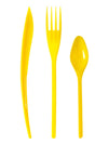 Couverts en plastique Premium pour fête jaune