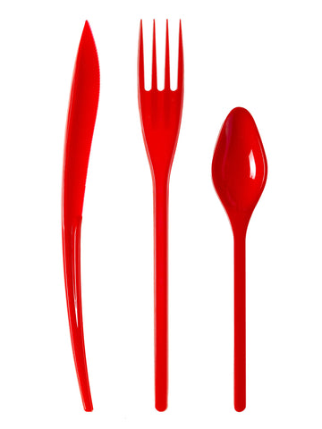 30 prémium piros műanyag evőeszköz 