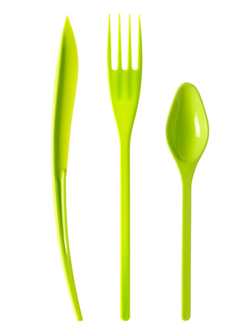 30 prémium minőségű, ánizszöld műanyag evőeszköz 