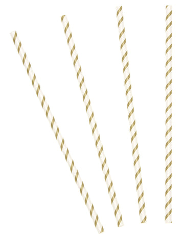20 arany csíkos papír szívószál 