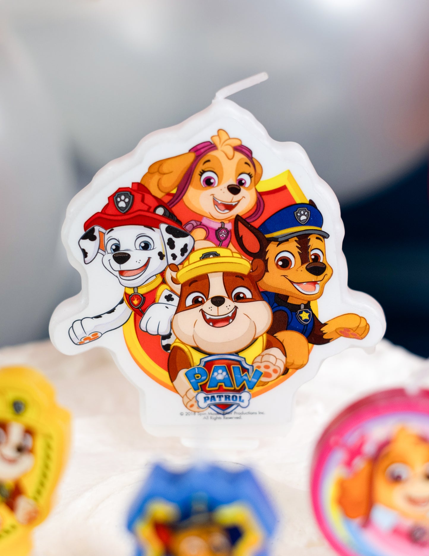 Gros plan sur Marshall, Stella, Ruben et Chase des 4 bougies anniversaire Pat' Patrouille