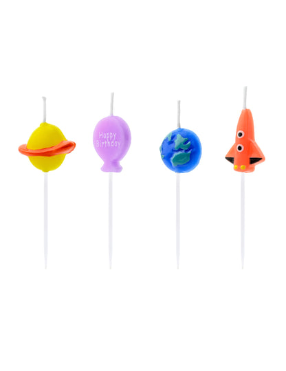 4 űrhajós rakéta és bolygó születésnapi gyertya