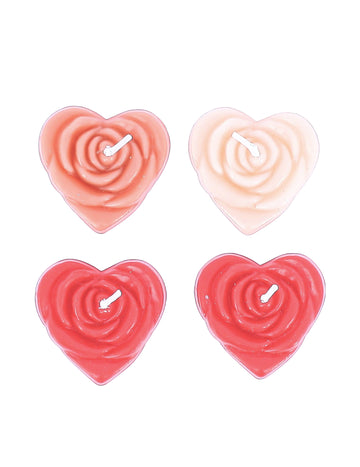 4 Bougies pastel roses en forme de cœur