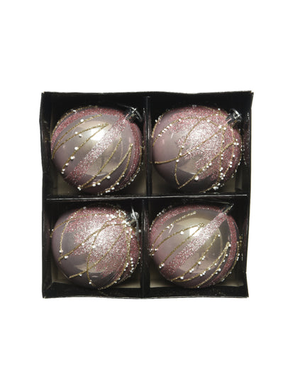 4 db rózsaszín és arany csillámos karácsonyfadísz 8 db cm gyöngyökkel