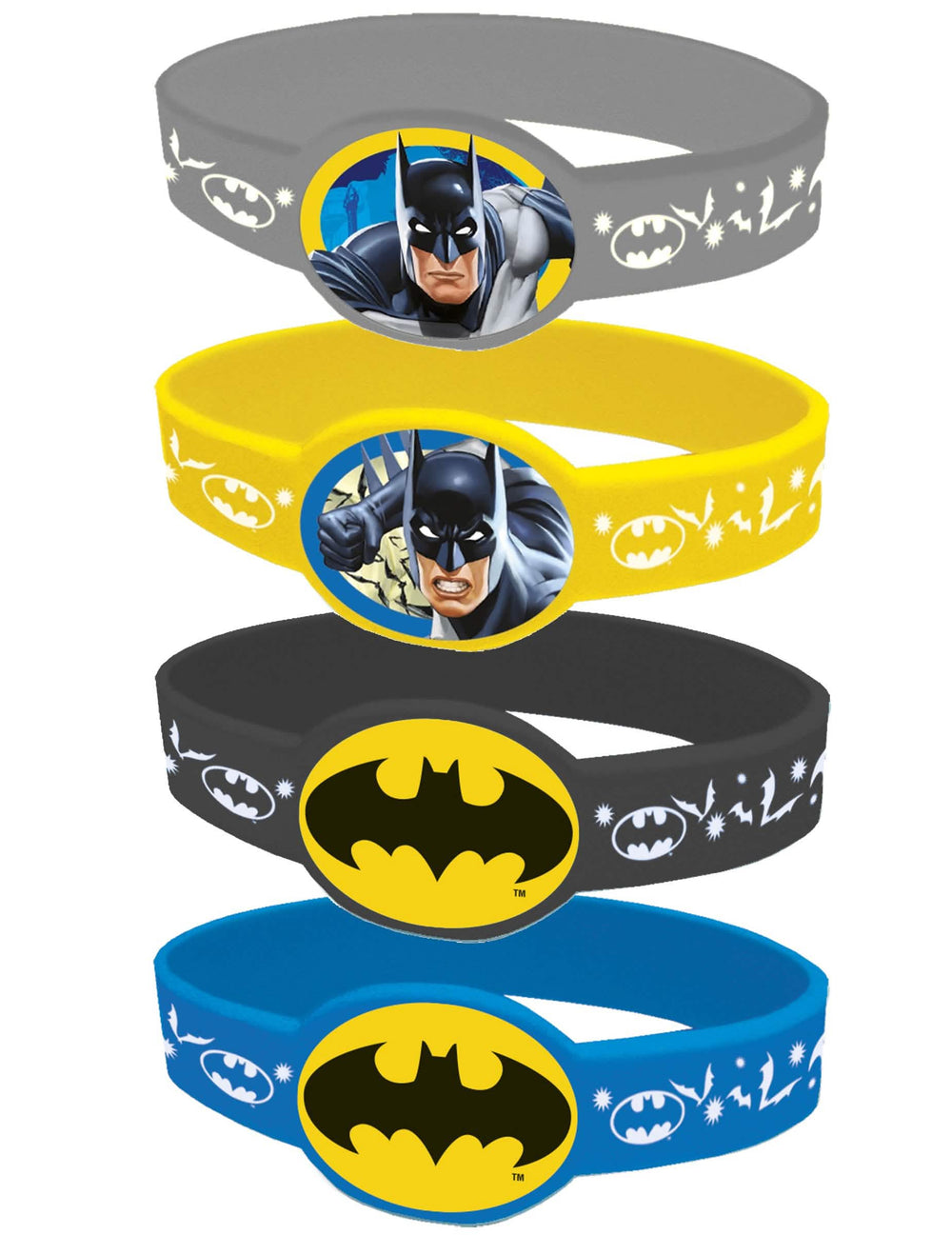 4 rugalmas Batman karkötő gyermeknek szürke, sárga, fekete és kék mintákkal