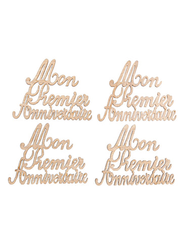 4 db fa konfetti, "Az első születésnapom", 6,5 x 5 cm asztaldísz