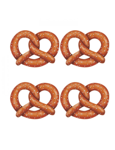 4 découpes en carton bretzels pour fête de la bière marron et blanc