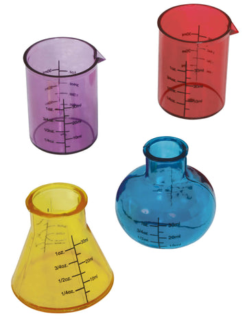 4 db 6 cm-es hamis színes laboratóriumi főzőpohár