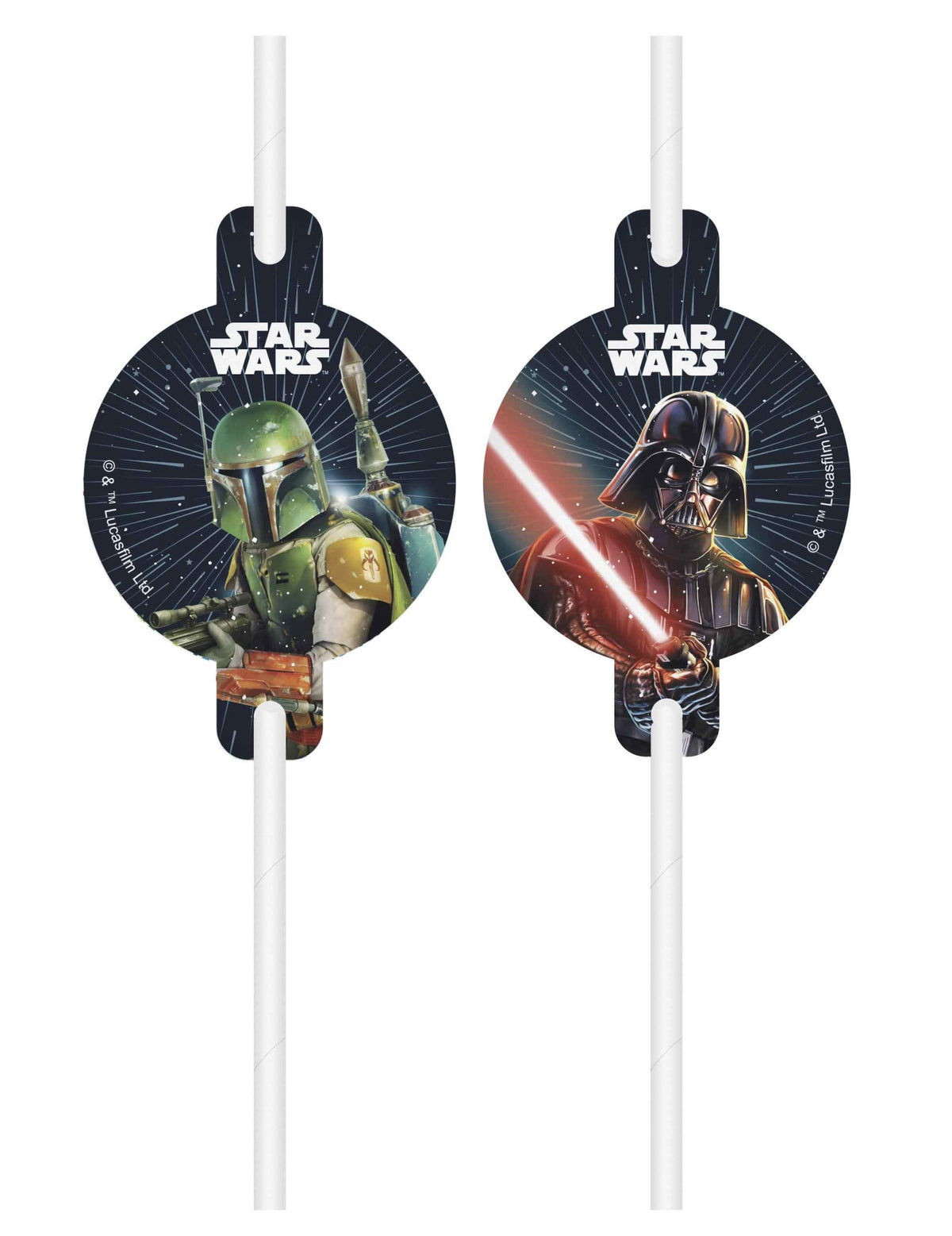Pailles médaillon Star Wars Galaxy pour enfant avec Boba Fett et Dark Vador
