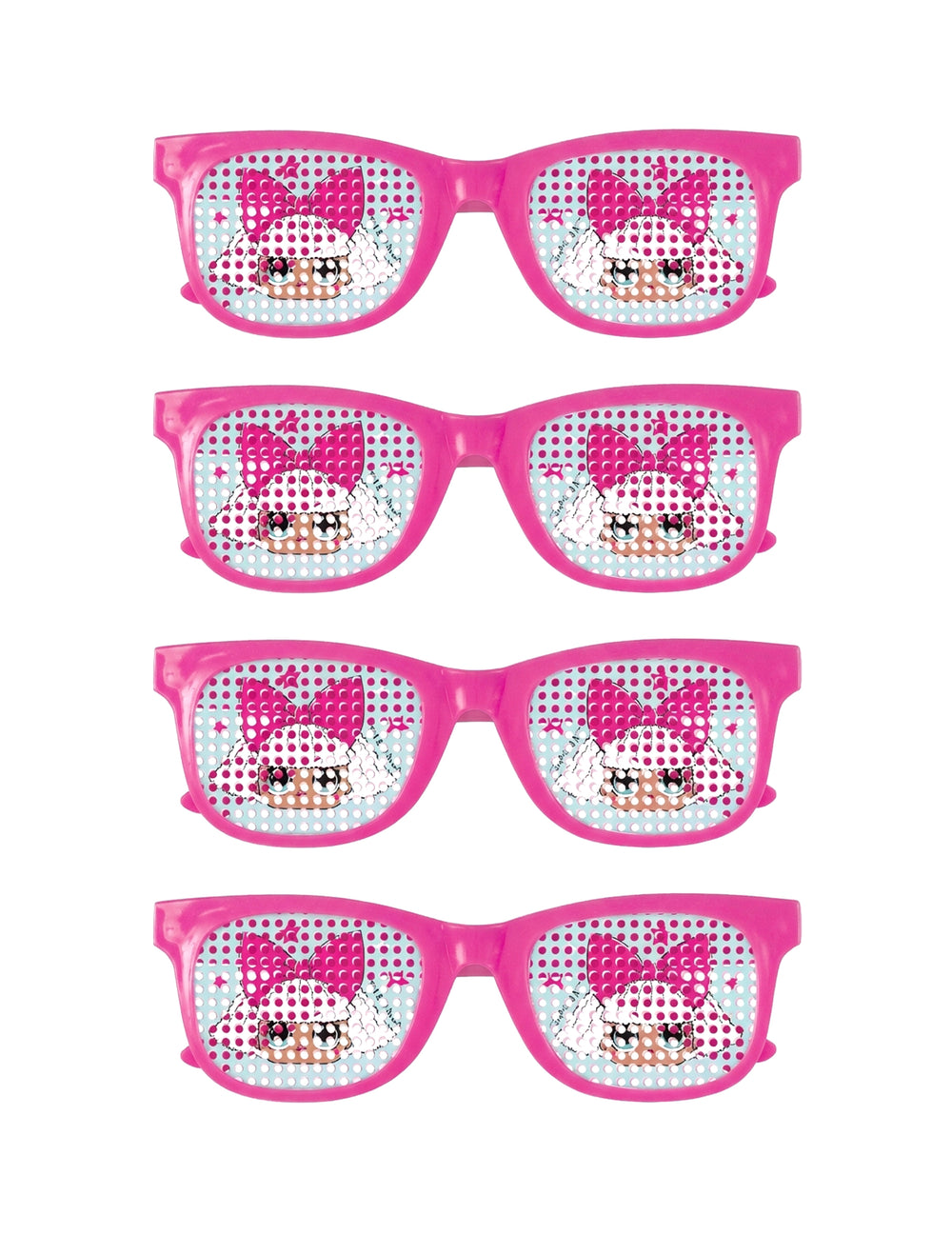 4 paires de lunettes LOL Surprise pour enfant roses à pois