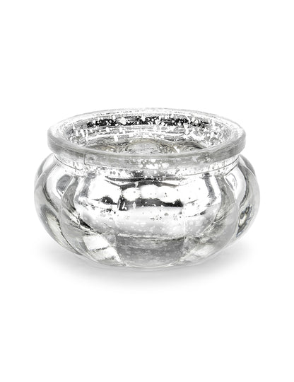 4 ezüst tükrös üveg gyertyatartó 6 x 3 cm asztalhoz