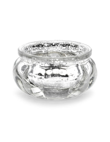 Photophore en verre miroir pour table argenté