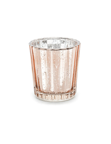 Photophore en verre pour bougies pour décoration de fête rose gold