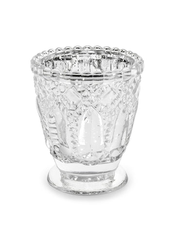 Photophore en verre de Noël transparent avec motifs en relief