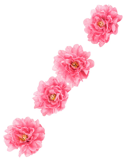 4 db fukszia színű, 9x9 cm-es, anyagból díszítésre