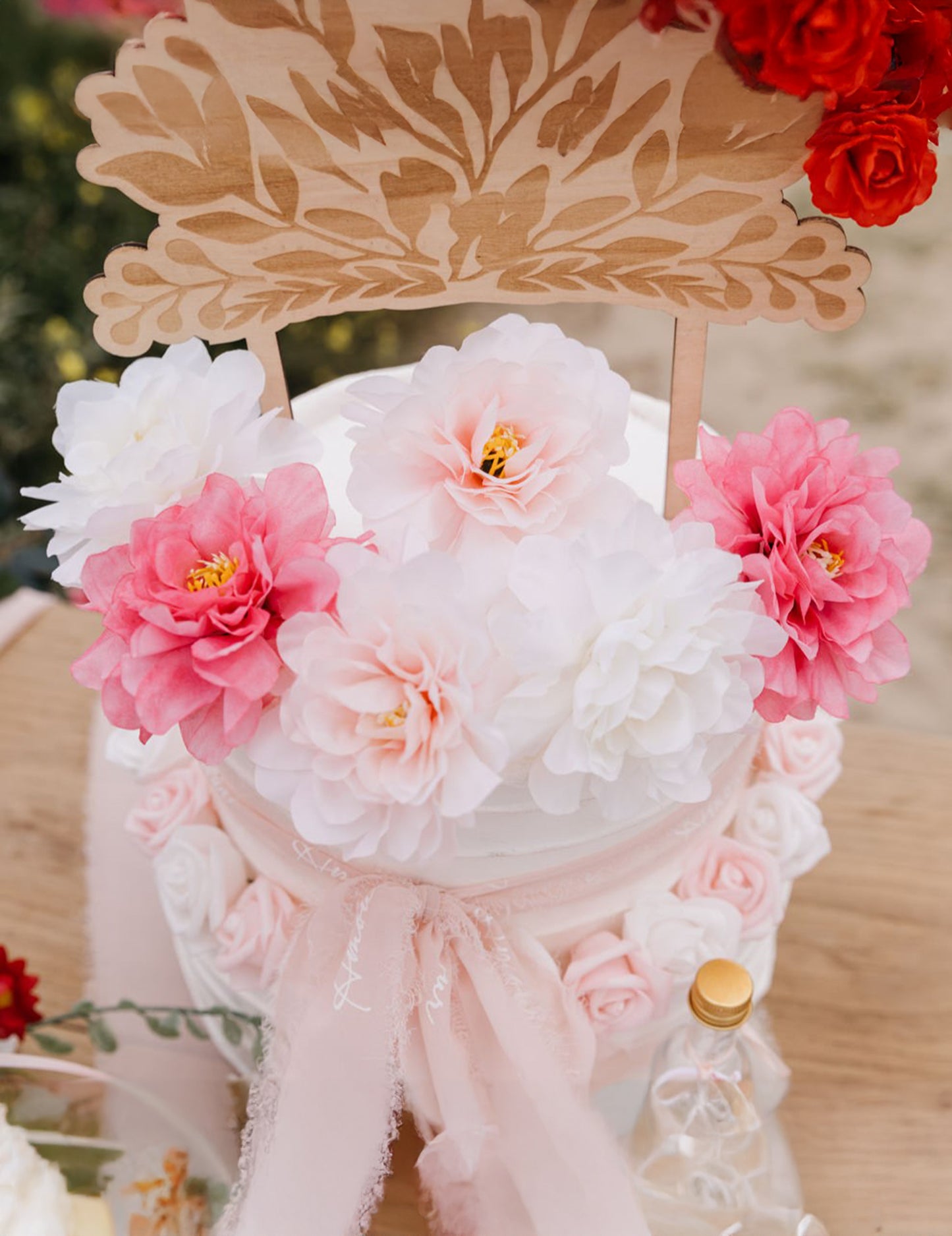 4 db fukszia színű, 9x9 cm-es, anyagból díszítésre