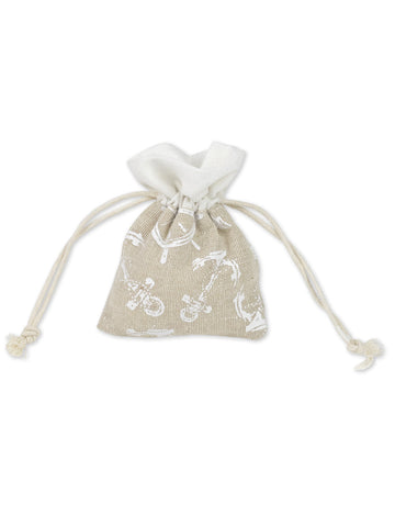 Pochon en lin thème marin pour fête blanc avec ancre et gouvernail