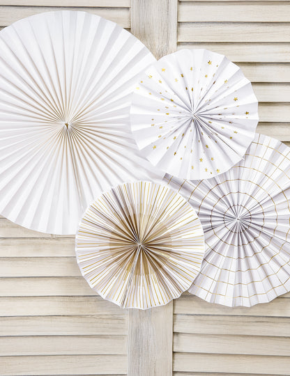 4 dekoratív és arany papír rozetta 23, 32, 40 cm