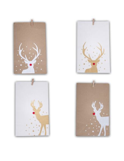 Gros plan sur la version kraft des sachets en papier Rudolph rennes pour Noël