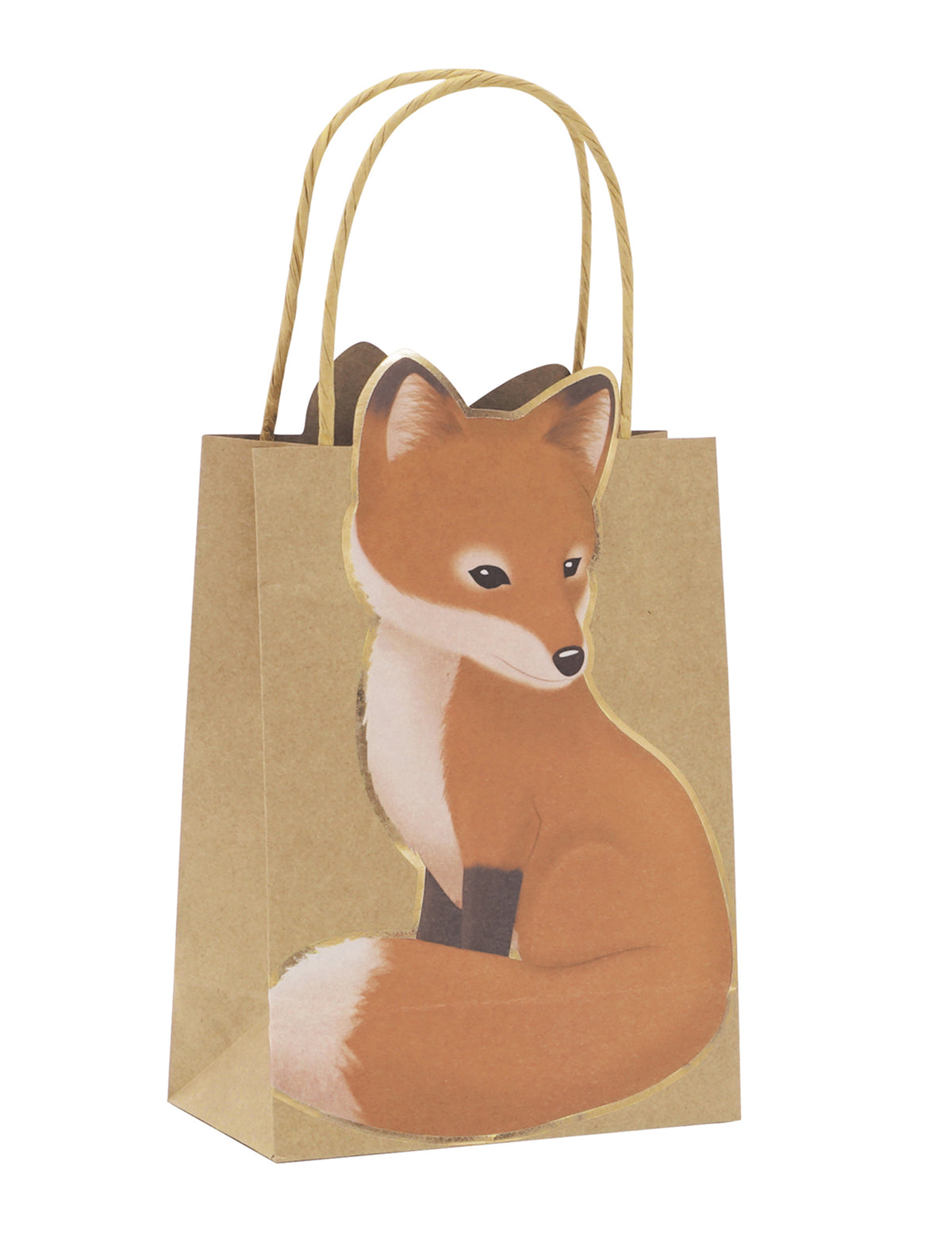 Vue de face du sac cadeau woodland renard