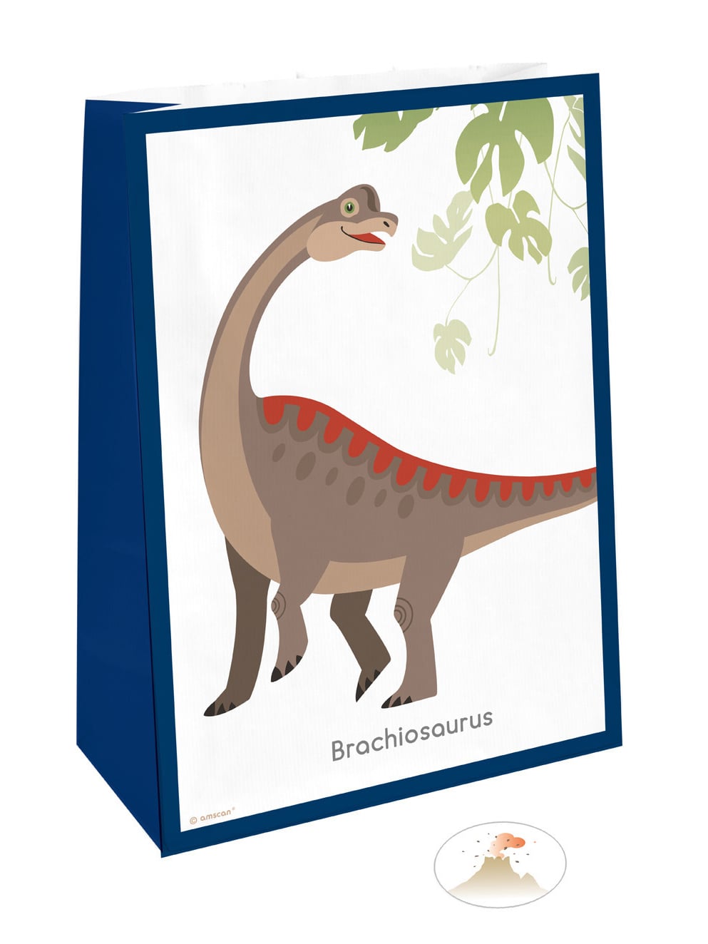 Sacs cadeaux dinosaures Brachiosaurus bleu avec stickers en papier