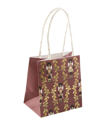 4 ünnepi Diótörő zacskó bordó és csillámpor színben, 10 x 11 x 7 cm