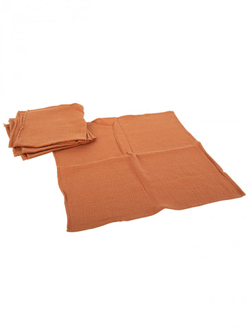 4 serviettes en gaze de coton terracotta lavables