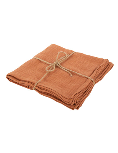 4 db terrakotta pamut gézszalvéta, 40 x 40 cm cm mosható