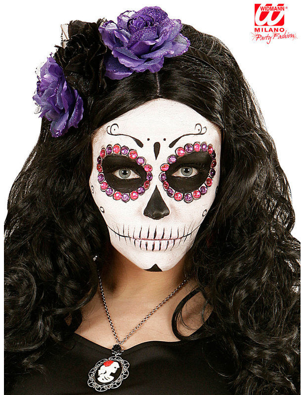 Mise en situation sur le visage des 40 Strass Dia de los muertos