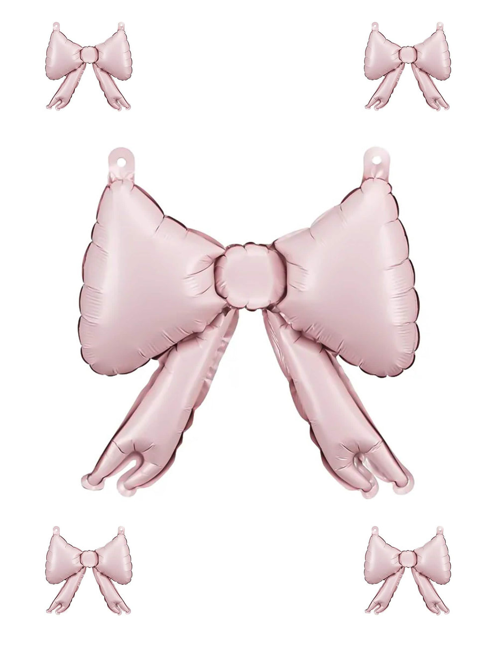 5 ballons en aluminium nœuds pour décoration roses pastel