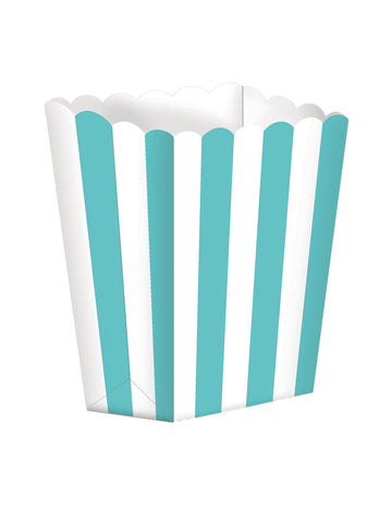 5 menta és fehér csíkos kartondoboz pattogatott kukoricával, 9 x 13 cm buliba