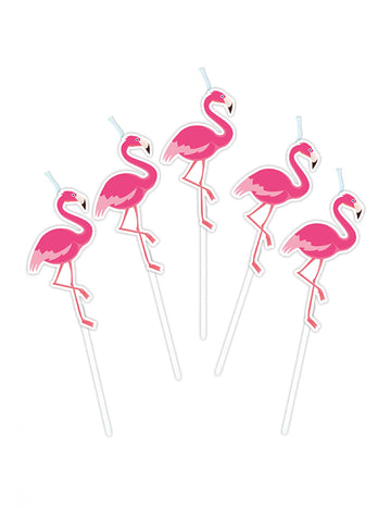 5 gyertya 3 cm-es flamingóparti csákányokon