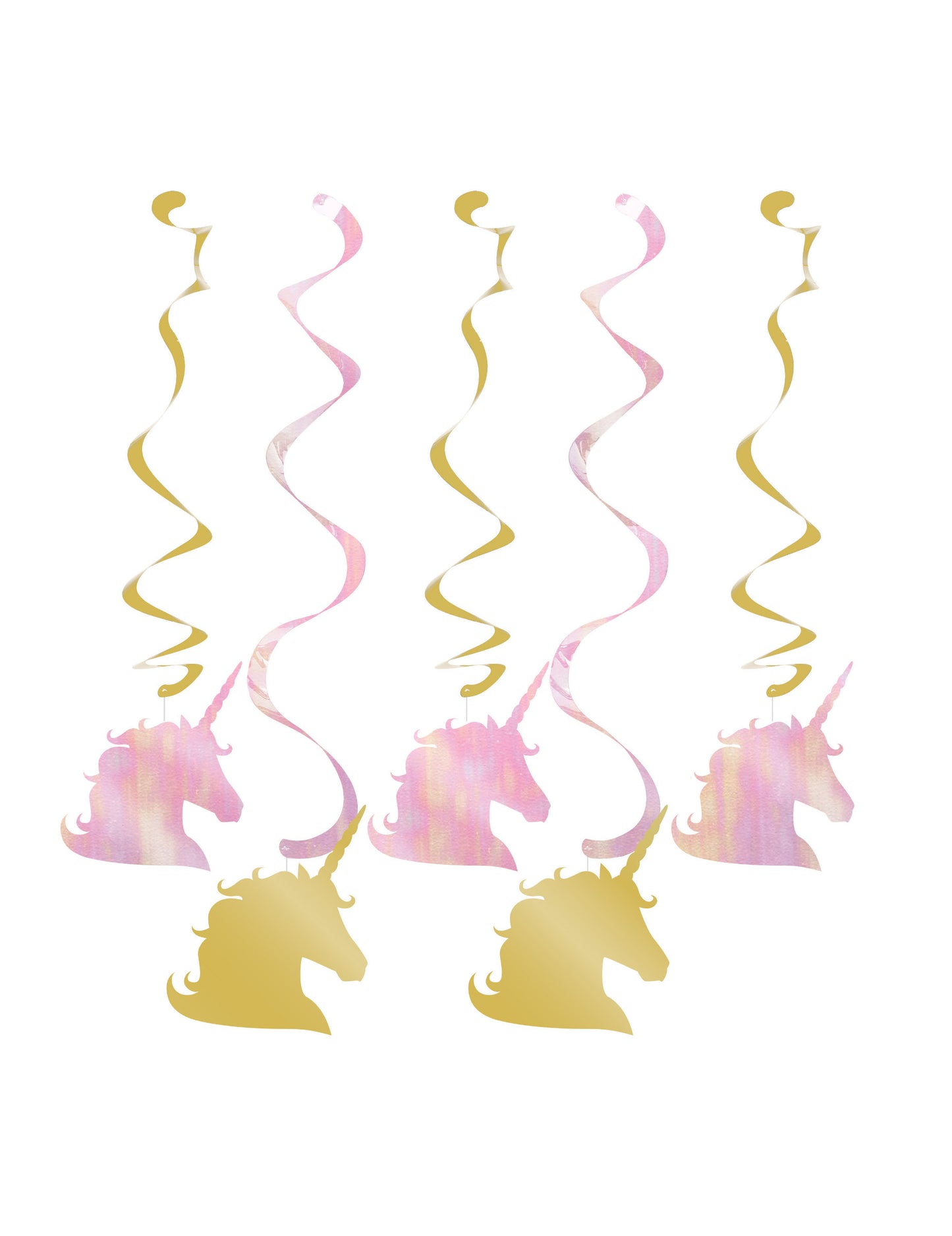 5 db unikornisos függődekoráció 99 cm irizáló spirálok