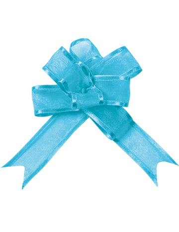 5 db mini türkiz organza masni, 16 mm, díszítéshez